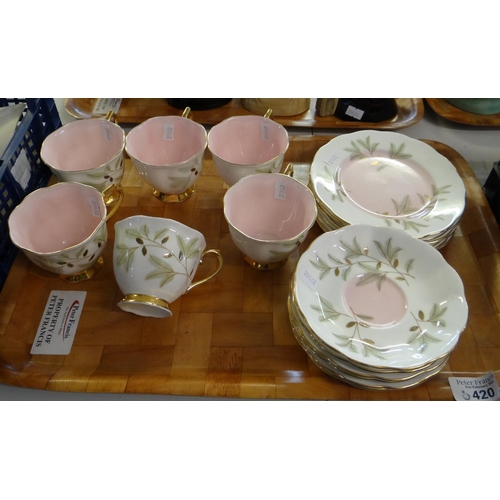 420 - Tray of Royal Albert 'Braemar' English bone china teaware to include: teacups and saucers and small ... 