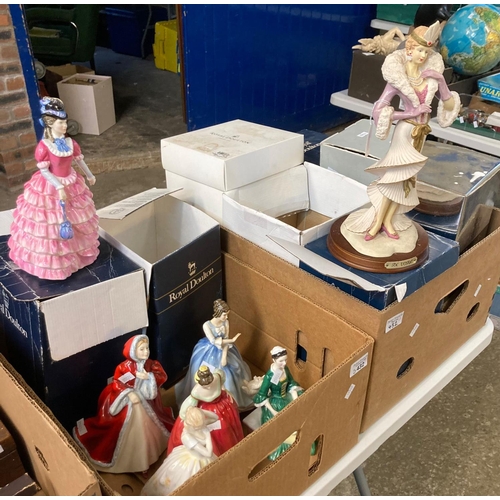 432 - Two boxes of Royal Doulton bone china and other figurines, some in original boxes to tinclude: 'Rach... 