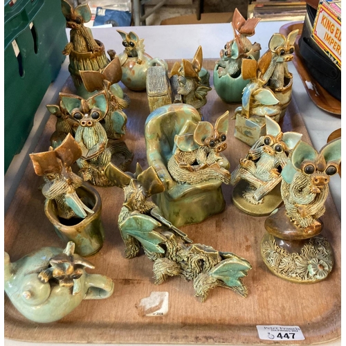 447 - Collection of Yare Designs pottery grotesque creatures.   (B.P. 21% + VAT)