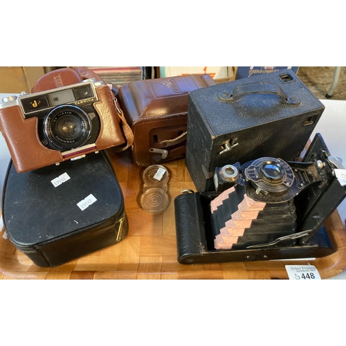 448 - Tray of assorted cameras to include: Yashica, Brownie Autographic etc.   (B.P. 21% + VAT)