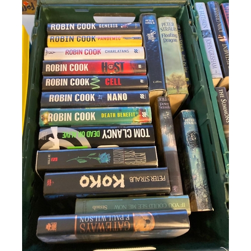 450 - Four crates of books, mostly hardback first editions to include: Grisham; John; 'Sparing Partners', ... 