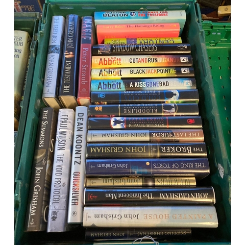 450 - Four crates of books, mostly hardback first editions to include: Grisham; John; 'Sparing Partners', ... 