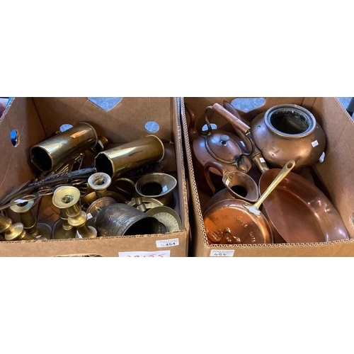 454 - Two boxes of mainly brass and copper.  (2)   (B.P. 21% + VAT)