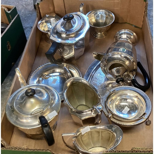 458 - Box of assorted silver plated items.   (B.P. 21% + VAT)