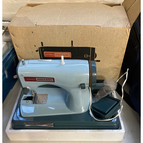 464 - Blue 1960s Jones Meccano walking foot lockstitch sewing machine in original box.   (B.P. 21% + VAT)