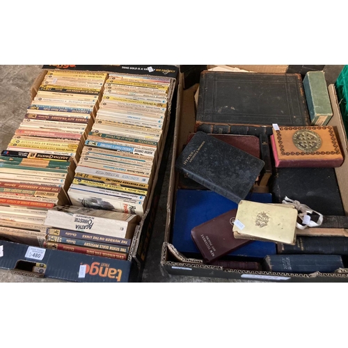 480 - Two boxes of books to include: vintage paperback Agatha Christie books, various publishers; Fontana,... 