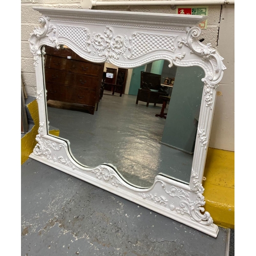 483 - Rococo style painted over mantle mirror.  138x105cm approx.   (B.P. 21% + VAT)