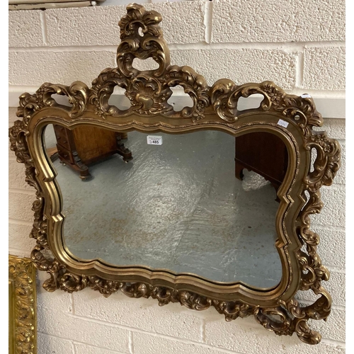 485 - 19th century style gilded mirror, the frame pierced with relief floral and folate designs.  91x85cm ... 