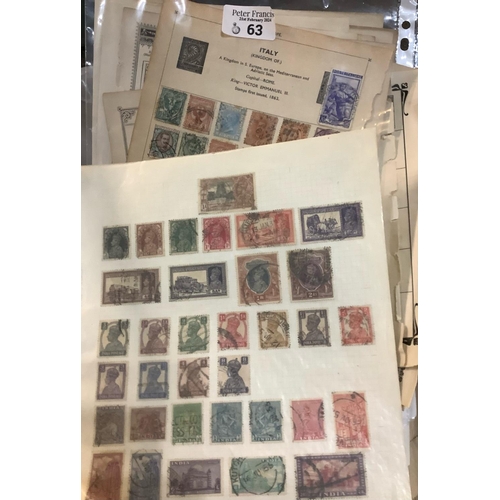 63 - Plastic box of all World stamps on pages.  100s of stamps.  (B.P. 21% + VAT)