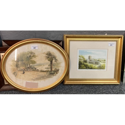 88 - Group of 19th century rosewood framed prints and other prints.  (5).  (B.P. 21% + VAT)