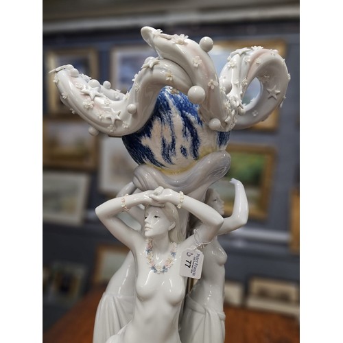 77 - Lladro Spanish porcelain figure group 1861 'Mother Earth', with original box. 75cm high approx. 
(B.... 