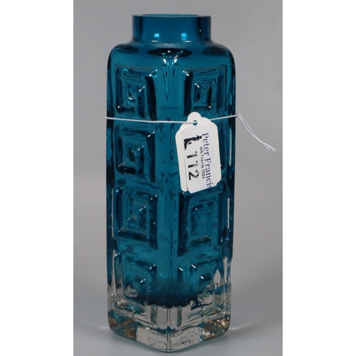 112 - Whitefriars kingfisher blue Greek key vase. 20.5cm approx.
(B.P. 21% + VAT)