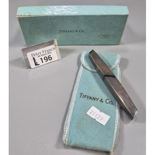 196 - Tiffany & Co. silver 'Clipit' paper cutter, stamped Tiffany Sterling W. Germany, in original pouch a... 