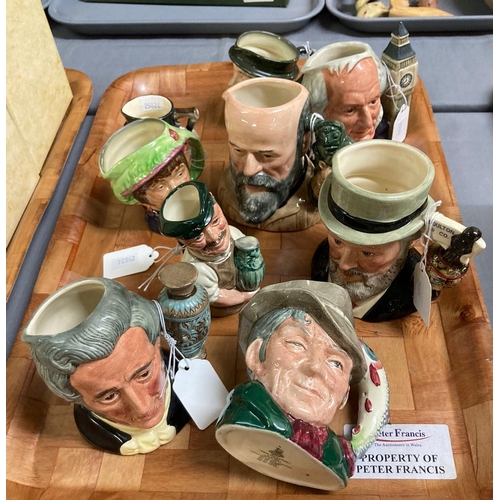 268 - Tray of royal Doulton Character and Toby jugs to include: Sir Henry Doulton, The Poacher, Albert Sag...