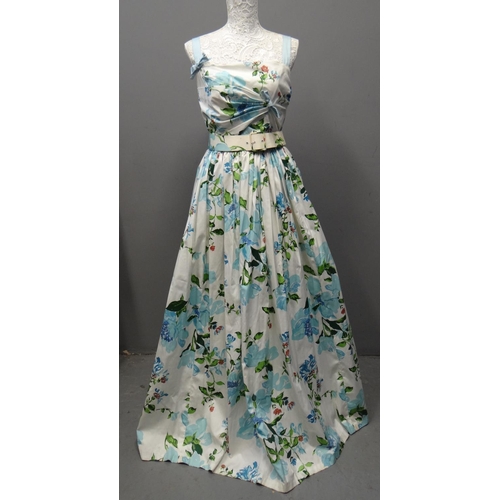 428 - Vintage 50's or 60's cotton floral printed Horrockses ball gown with belt.
(B.P. 21% + VAT)