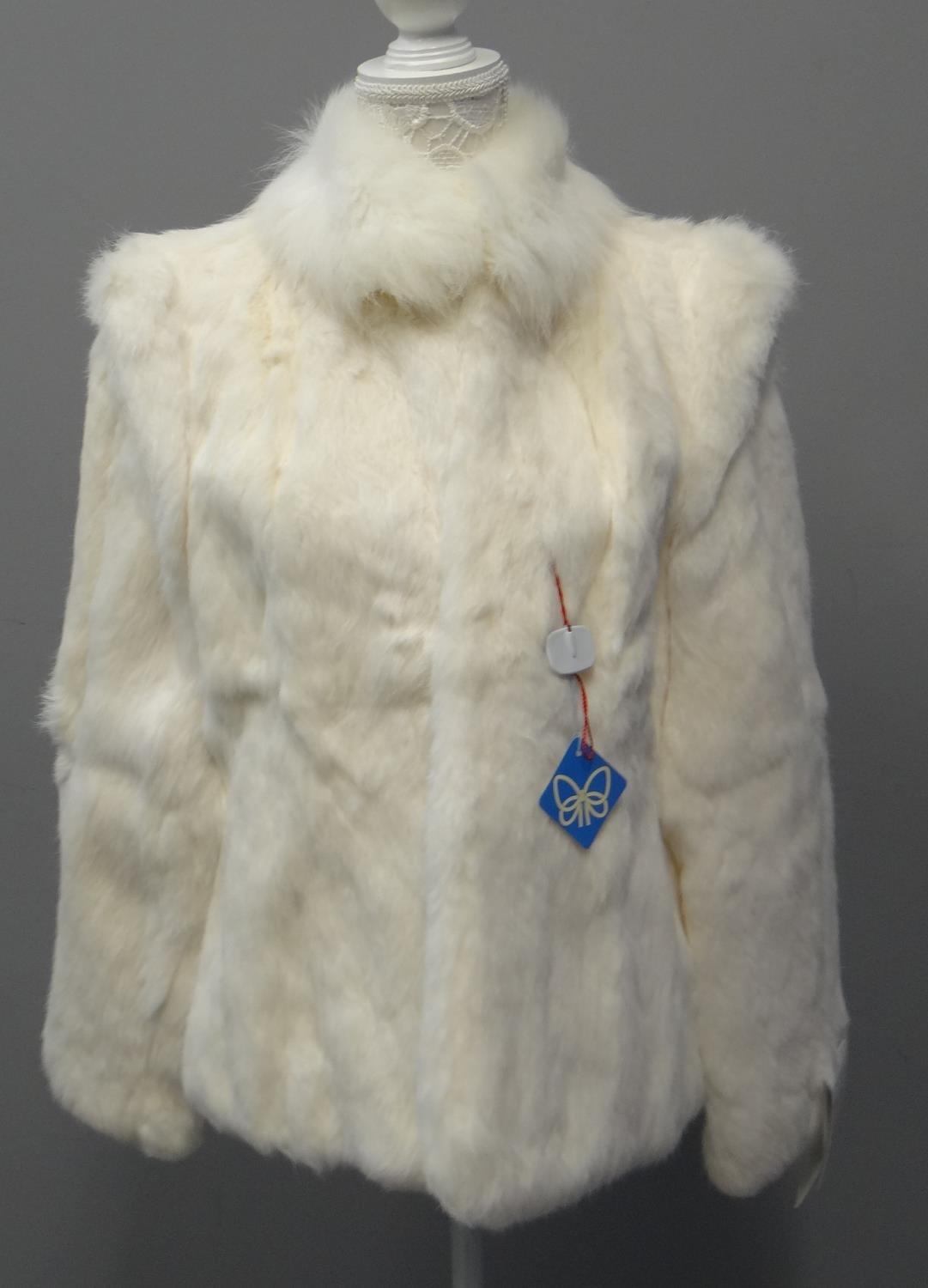 White vintage rabbit/coney fur jacket. Charity sale. (B.P. 21% + VAT)