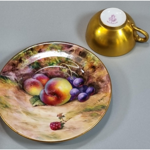 102 - Royal Worcester porcelain demi-tasse cup, hand painted with fruits, signed Ricketts, together with t... 