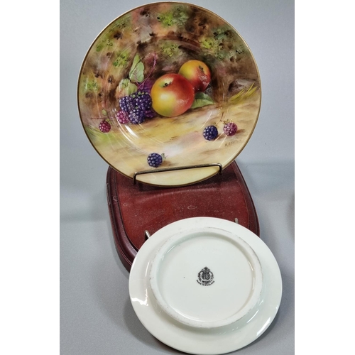 102 - Royal Worcester porcelain demi-tasse cup, hand painted with fruits, signed Ricketts, together with t... 