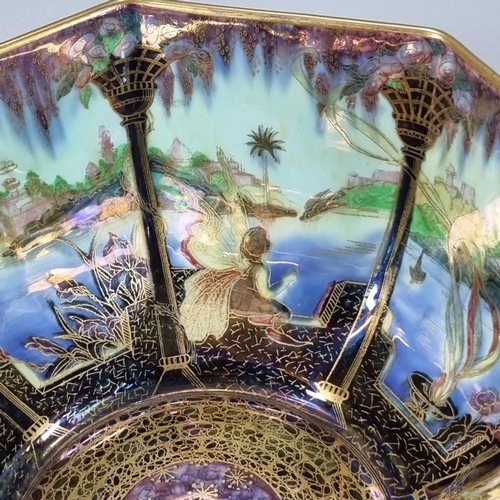 107 - Early 20th century Wedgwood Fairyland Lustre octagonal bowl, by Daisy Makeig-Jones, decorated in Moo... 