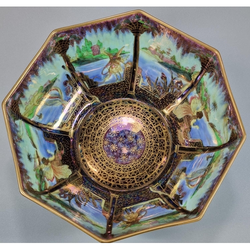 107 - Early 20th century Wedgwood Fairyland Lustre octagonal bowl, by Daisy Makeig-Jones, decorated in Moo... 