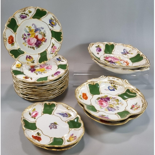 121 - Collection of early 19th century Bloor Derby dessert plates, dishes and bowls, by John Trotter, the ... 