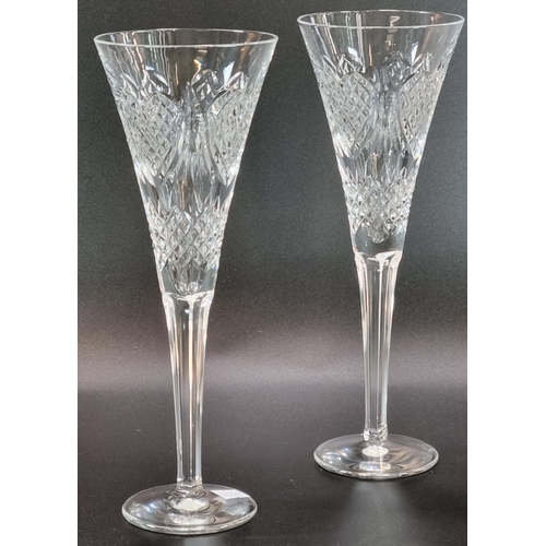 146 - Collection of Waterford Crystal items to include: pair of champagne flutes of conical form, two simi... 