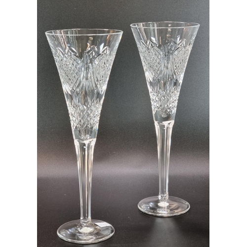 146 - Collection of Waterford Crystal items to include: pair of champagne flutes of conical form, two simi... 