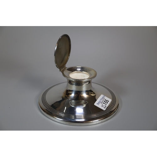 155 - George V silver capstan desk inkwell. Birmingham hallmarks, 1911. With indistinct makers mark.
(B.P.... 