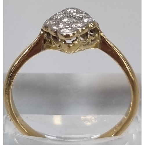 178 - 18ct gold Art Deco nine stone ring of lozenge design.  3.9g approx.  Size S.  (B.P. 21% + VAT)