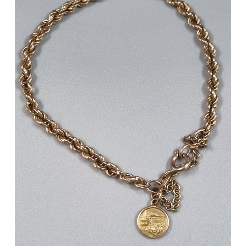 179 - 9ct gold chain, together with a 9ct gold bracelet with 9ct gold miniature St Christopher pendant, th... 