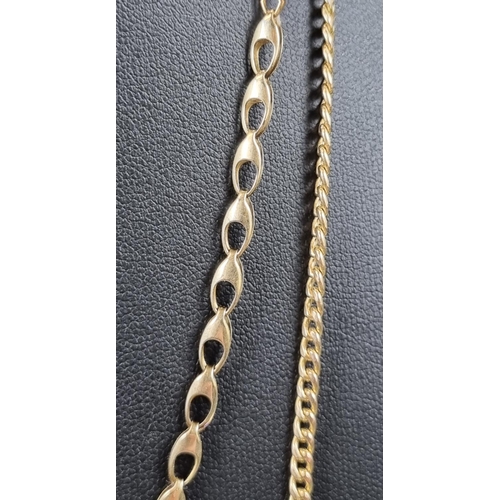 180 - Two 9ct gold chains, together with a 9ct gold bracelet. 15.8g approx.
(B.P. 21% + VAT)