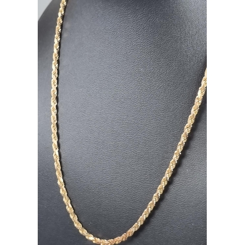 189 - 9ct gold rope twist design necklace marked 375 Italy. 40cm long approx. 12.5g approx.
(B.P. 21% + VA... 