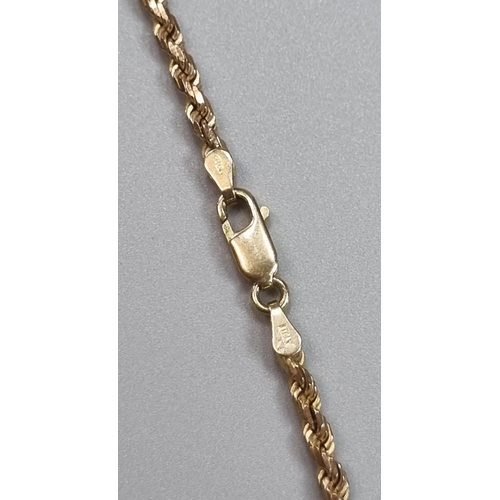 189 - 9ct gold rope twist design necklace marked 375 Italy. 40cm long approx. 12.5g approx.
(B.P. 21% + VA... 