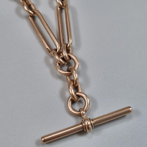 199 - Early 20th Century 9ct gold Albert pocket watch chain with T bar. Total weight 49g approx.
(B.P. 21%... 