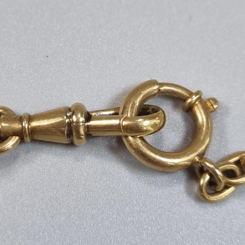 206 - Early 20th Century 18ct gold Albert pocket watch chain with T bar. 22.3g approx. 
(B.P. 21% + VAT)