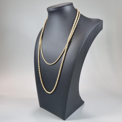 211 - Two similar 9ct gold rope twist chains. 20.7g approx. 
(B.P. 21% + VAT)