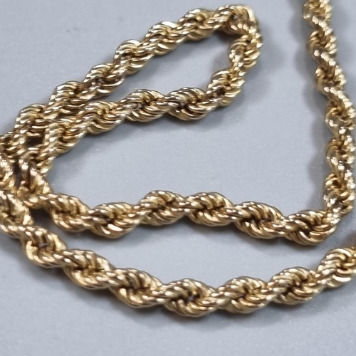 211 - Two similar 9ct gold rope twist chains. 20.7g approx. 
(B.P. 21% + VAT)