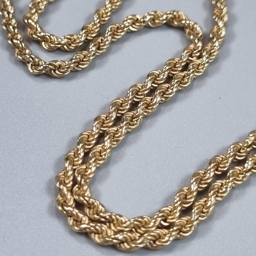 211 - Two similar 9ct gold rope twist chains. 20.7g approx. 
(B.P. 21% + VAT)