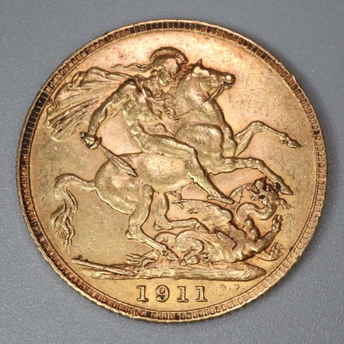 230 - George V gold full sovereign dated 1911. 
(B.P. 21% + VAT)