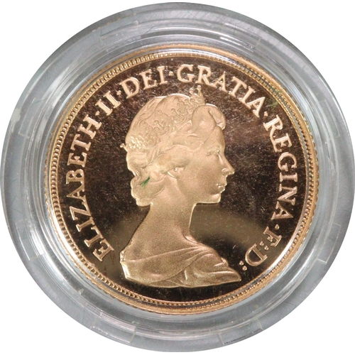 236 - Royal Mint Elizabeth II full gold proof sovereign dated 1980 in fitted case. 
(B.P. 21% + VAT)