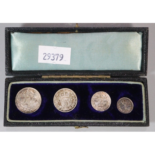 240 - Collection of coinage to include; Maundy coin 1898 four piece graduated set in original box, another... 