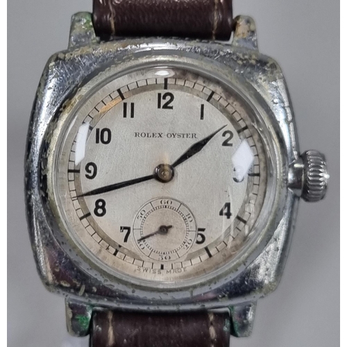 242 - A Vintage Rolex Oyster steel mechanical wrist watch with Arabic face having seconds dial. numbered 8... 