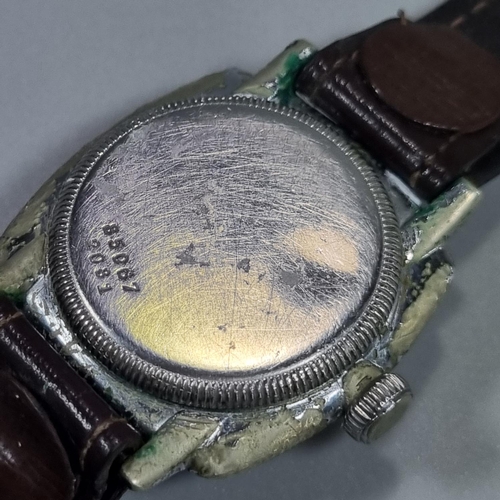 242 - A Vintage Rolex Oyster steel mechanical wrist watch with Arabic face having seconds dial. numbered 8... 