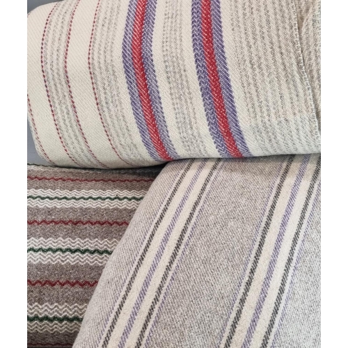 258 - Three antique narrow loom woollen striped blankets. (3)
(B.P. 21% + VAT)