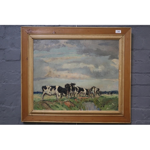 266 - Roger Roland Sutton Fisher (British, 1919-1993), Friesian cattle in a landscape, signed and inscribe... 