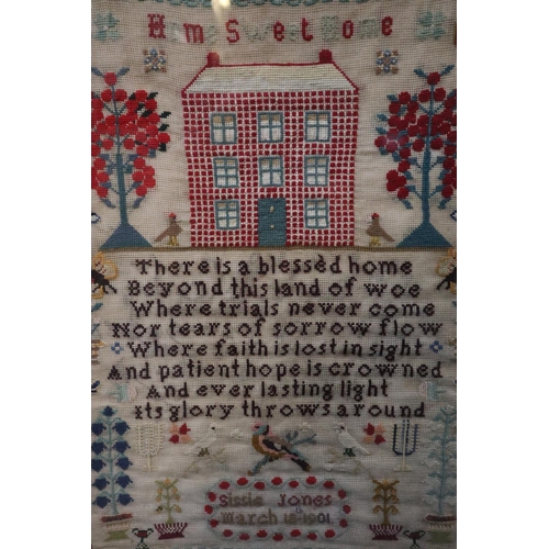 273 - Late Victorian Welsh tapestry Sampler with English text,