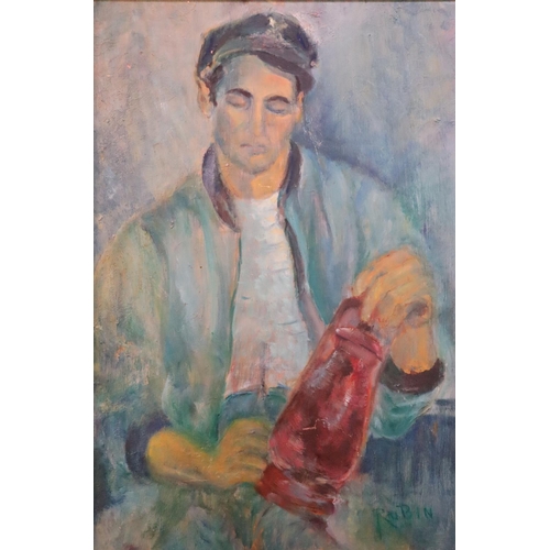 276 - Rubin (20th century). portraits of sailors or seafarers, two, signed. Oils on board. 77cm x 37cm and... 