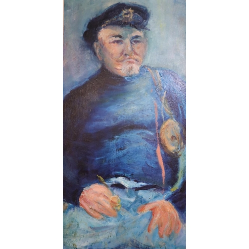 276 - Rubin (20th century). portraits of sailors or seafarers, two, signed. Oils on board. 77cm x 37cm and... 