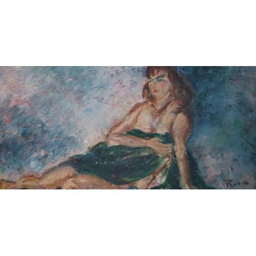 277 - Rubin, (20th century), two portraits of women, signed. oils on board. 38x74cm and 35x74cm approx. (2... 