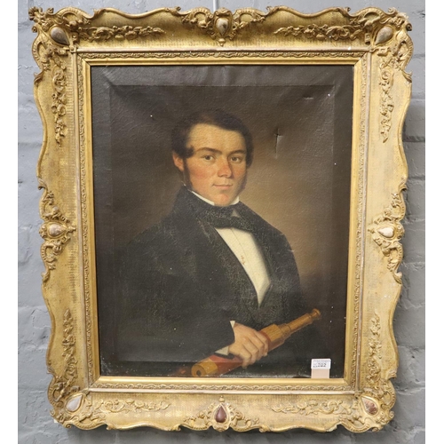 282 - British School (19th century), portrait of a young Midshipman/nautical Gentleman. Oils on canvas. 64... 